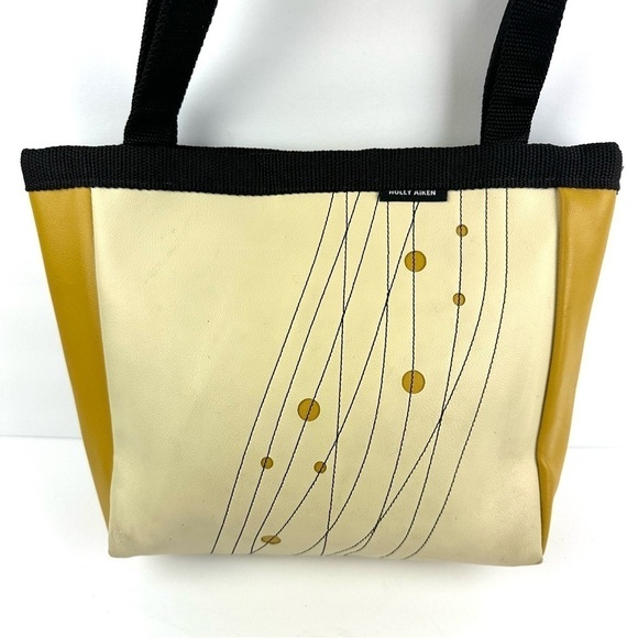 Holly Aiken Handbag Yellow Tan Canvas Geometric Purse Shoulder Bag Womens‎ - Picture 4 of 16